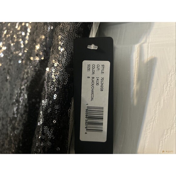 Women’s Bebe Black Sequin Spaghetti Strap Dress Sz 8 New W/Tags - Picture 6 of 7